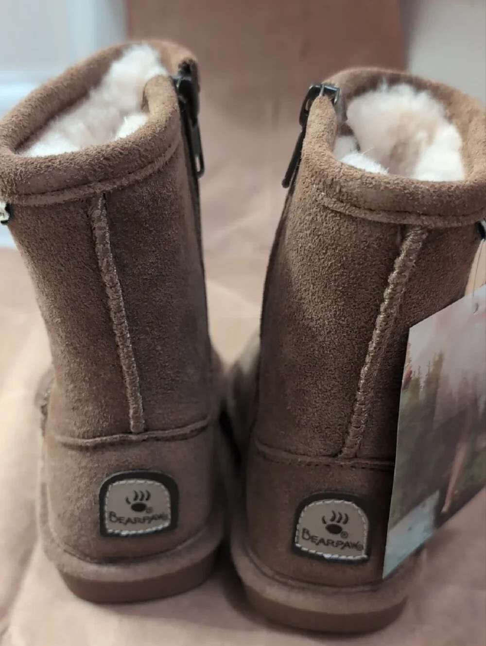 Bearpaw Cozy Suede Shearling Lined Ankle Boots - Chestnut